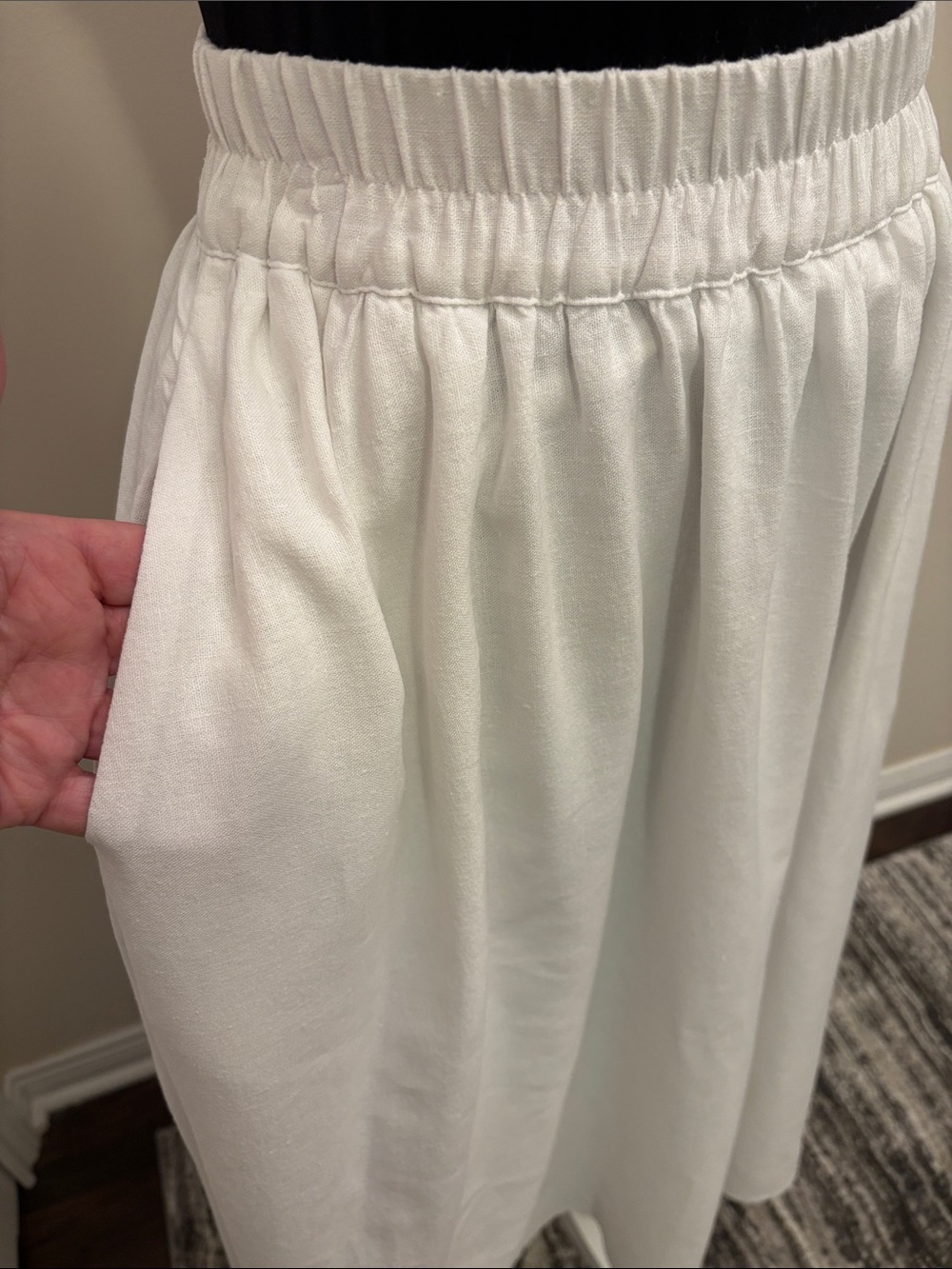 a new day White Linen Elastic-Waist Maxi Skirt Size XS Lined - Picture 5 of 10